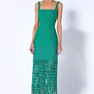 Alexis South Scalloped Lace Knit midi dress. Color green, size small